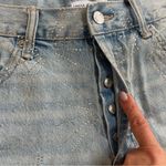 ZARA Rhinestone Fireworks Blue Denim Ripped Jean Shorts Sz 40/ US 8 Photo 3