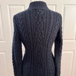 Vintage LL Bean Sweater Cardigan Cable Knit Wool Ireland XS S Small Blue Photo 2