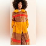 Hutch Anthropologie  Colorblock Stripe Faux Fur Coat Photo 1