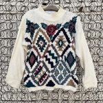 Vintage 90s Maggie Lawrence art deco argyle knit granny sweater SMALL Photo 0