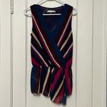 Trina Turk  faux wrap rainbow stripe blouse asymmetric hem size XS multicolor Photo 1