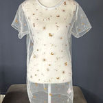 Women's Sheer Star and Moon Lightweight Swimwear Coverup Size S NWT White Photo 0