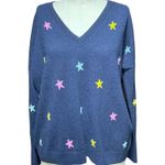 J.Crew  Navy Blue Stars V-Neck‎ Cashmere Sweater Size XS Photo 0