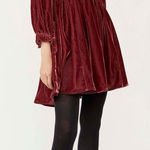 Free People  Dainty Renaissance Daphne Velvet Mini Dress Burgundy Brown Medium Photo 0