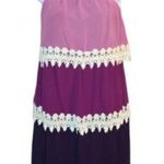 Miin Amethyst Ombré Tiered Crochet Lace Chiffon Strapless Dress S Pink Photo 0