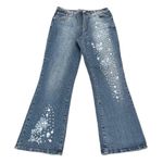 L.A. Blues Embroidered Sequin Wide Leg Jeans Vintage Blue Silver Size 14 Photo 7