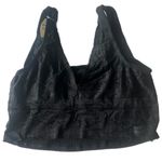 Aerie NWT Waffle Knit Lace V Back Longline Bralette Bra Black Size XL NEW Photo 4