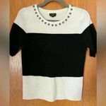 Talbots Merino Wool Short Sleeve Tee Style Sweater Color Block Jewel Trim Photo 1