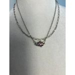 None Silver-toned layered necklace with a unique iridescent pendant 15-18” Photo 4