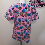 Disney Minnie Mouse pink pineapple vacation short sleeve scrub top Photo 4