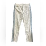 Ann Taylor LOFT Size 8 White Jeans with Light Blue Stripes Photo 1