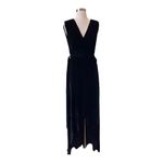 Alice + Olivia Simmons Velvet Black Wrap Dress Silk Maxi Gown Cocktail V-Neck 0 Photo 8