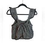 Cynthia Rowley Linen Gingham Ruffle Cropped Blouse Photo 1