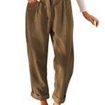 Free People cotton linen blend pants trousers high waisted pleated wide leg Sz 0 Photo 0