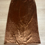 Vince  Women’s Panne Velvet Midi Skirt Caramel Brown Silk Blend Size 10 Photo 0