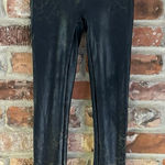 Spanx Black Leopard Pint Faux Leather Leggings Pants, XS Photo 0