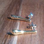 Simulated White Diamond Stainless Steel and Brass Earrings Photo 4