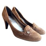 Belle by Sigerson Morrison Chocolate Brown Suede High Heel Loafer Size 8.5 Photo 0
