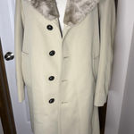 London Fog  Cream Trench Coat with Faux Fur Collar Photo 0