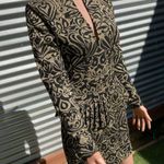 Ganni  Schiffer Glitter Print Long Sleeve Peplum Dress Gold Size S NWT Photo 10