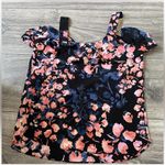 Thalia Sodi  Black Floral Tank Top with Chain Straps Size XS/XCH Photo 2