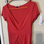 R.E.D. Valentino Dress Red Slinky Knee Length Twist Front Sz M EU 44 Stretch Size M Photo 4