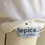 Vintage 80s Topics White Shoulder Pads Puff Sleeves Double Breasted White Shirt Size L Photo 2