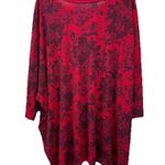 Torrid Red Black Floral Relaxed Feather Soft Slub Crew Neck Drop Shoulder Tee 5X Photo 7