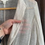 Eileen Fisher | Cream Linen Open Weave Mesh Single Breasted Blazer | Extra Small Photo 4