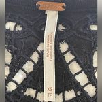 Free People  Boho Black Flowy Cutout Lace Detail Beaded Button Front Top sz XS/S Photo 6