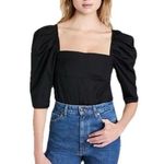 Vince Square Neck Puff 3/4 Sleeve Cotton Women’s Black Blouse Size 8 Photo 0