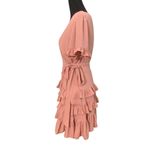 Lulus  Blush‎ Pink Faux Wrap Ruffle Dress M Fall Tiered Flutter Sleeve Mini Photo 2