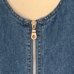 Vintage Denim Zip‎ Front Jumper Dress Sleeveless Pockets 90s Minimalist large Blue Photo 5