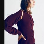 NWOT Halston Auden Wool Cash Cable Shrug in Merlot Size Medium Red Photo 2