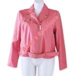 Michael Kors Bomber Jacket Dusty Rose Moto Faux Leather Size S NWT Photo 1