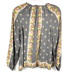 Lucky Brand Gray Floral Print Long Sleeve Peasant Top XS Photo 4