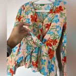 United Colors Of Benetton Floral Faux Wrap Top Sz XS Modal Photo 3