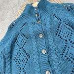 Sundance  Women’s Wool Blend Winter Tryst Cardigan Button Front in Teal Blue PM Photo 12
