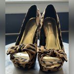 JustFab  Browns & Black Leopard Animal Print Pep Toe Bow Stiletto Heels Sz 10. Photo 2