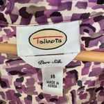 Talbots Vintage  Silk Blouse Size 16 Purple  Geo Abstract Print V-Neck Cap Sleeve Photo 6