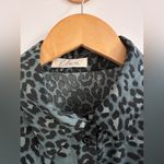 Elan Green & Black Leopard Print Belted Button Front Maxi Dress Size M Photo 5