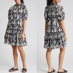 Caslon Puff Sleeve Botanical Printed Cotton Shift Drop Waist Dress - Sz M 💚🎀 Photo 1