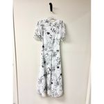 Victoria Beckham Floaty Godet Midi Dress Floral Negative White/Black Womens US 2 Photo 2