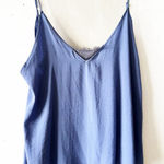 Free People Intimately FP Blue Lace-Trim Satin Cami Tank Top Size M Photo 0