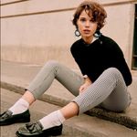 Sézane  Clara Trousers, Black/Ecru Houndstooth Print, FR34/US2 Photo 3