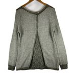 Tempo Paris Women's Knit Sweater Italian Wool Blend Lace Back Olive Green Photo 1