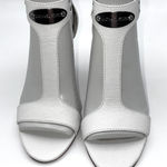 Michael Kors  Womens 6M White Leather Open Toe Stiletto Zip Heels Career Party Photo 0