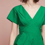 Anthropologie Maeve  Seamed Poplin Origami Pleated Green Dress Size 14   Photo 8