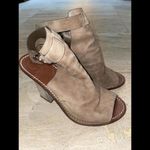 Tory Burch  Beige Brown Gemini Link‎ Peep Open Toe Slingback Suede Bootie Size 7 Photo 4