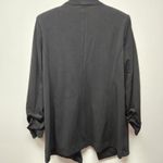 T Tahari  Open Front Black Blazer Large Rouched Sleeves Collarless Workwear EUC Photo 6